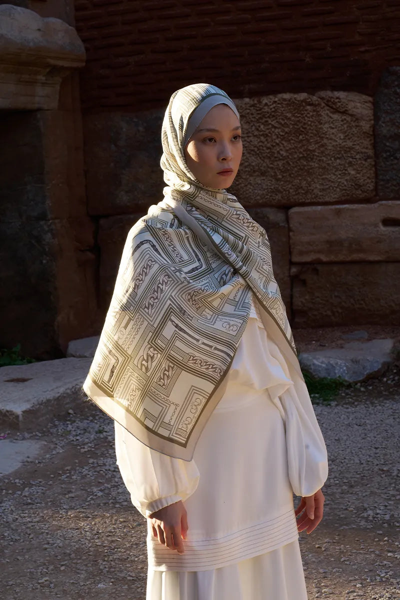 Sunrise Geometrik Desen Şal - Yeşil