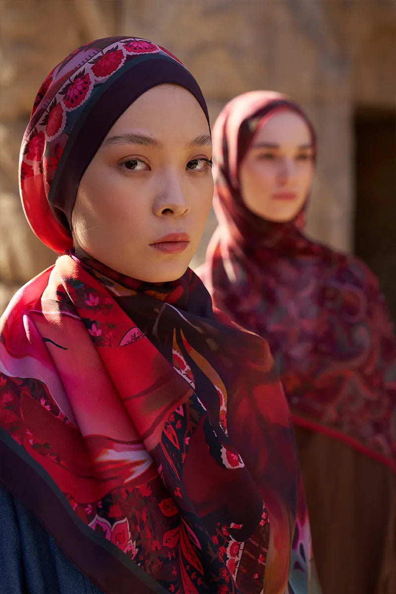 Sunrise Karnaval Desen Şal - Mürdüm