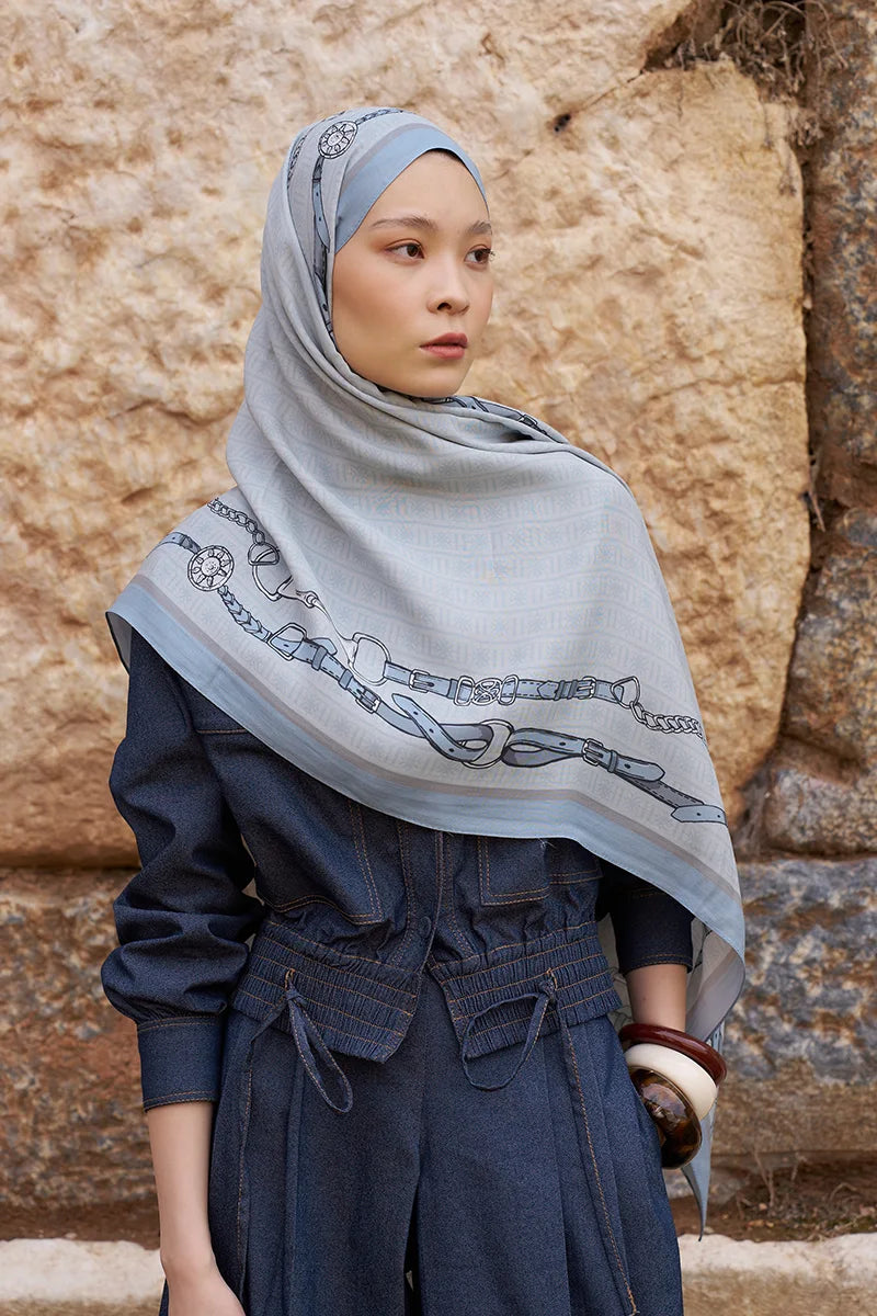 Sunrise Belt Pattern Shawl - Blue