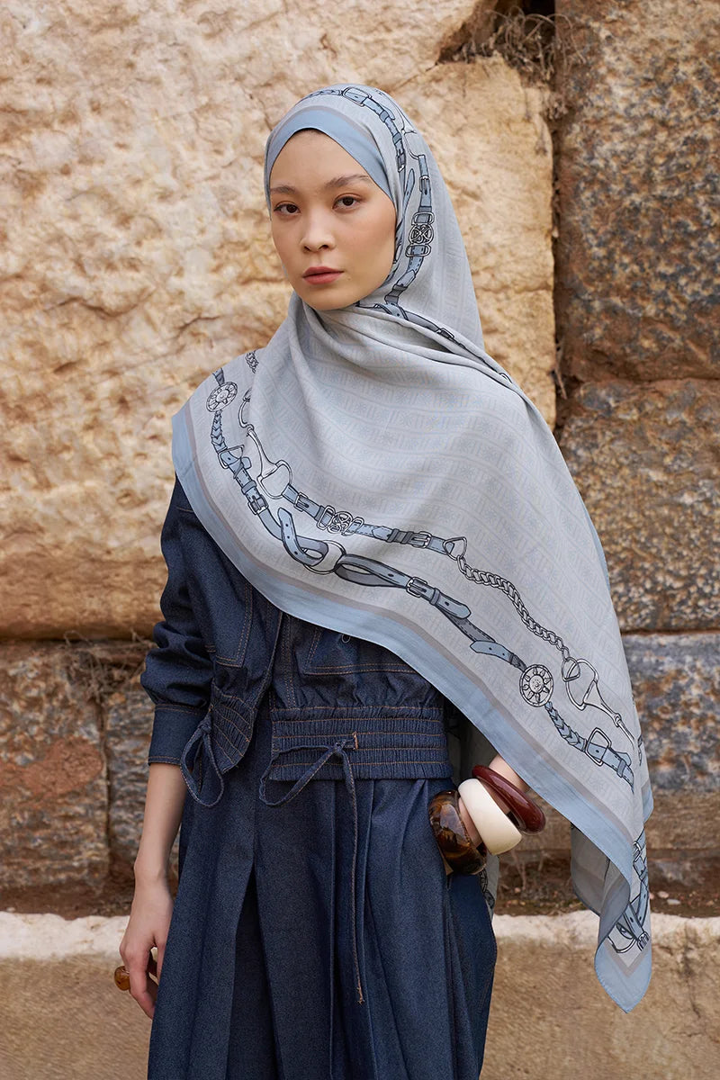 Sunrise Belt Pattern Shawl - Blue