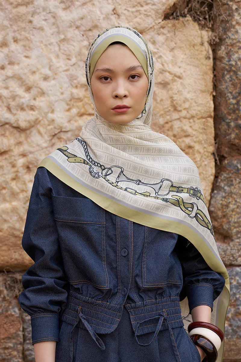 Sunrise Belt Pattern Shawl - Green