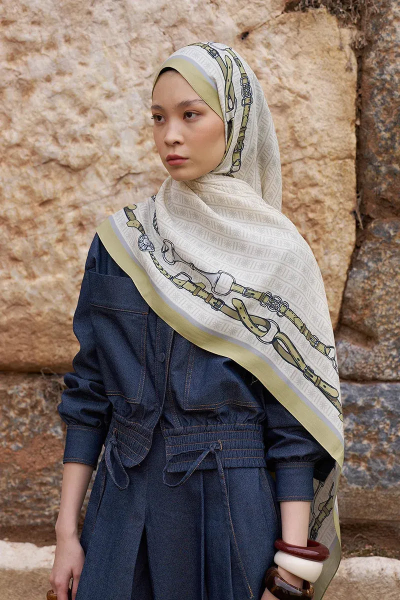 Sunrise Belt Pattern Shawl - Green