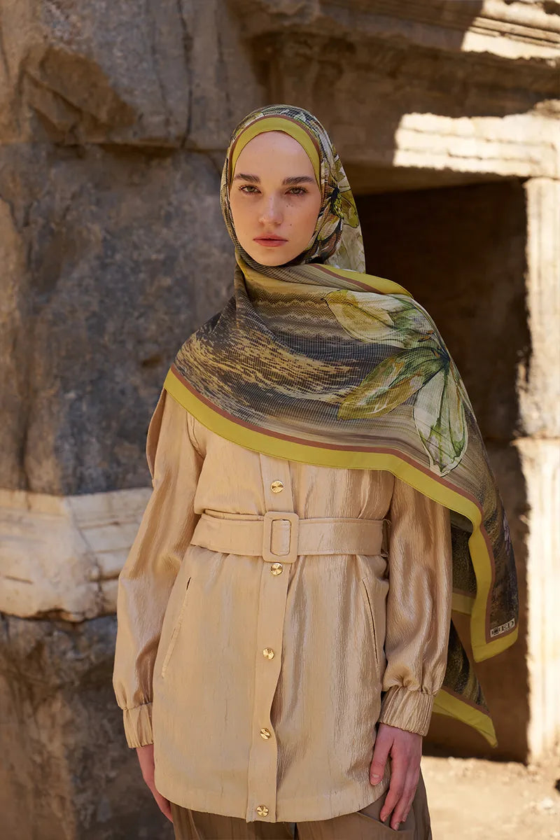 Sunrise Zambak Desen Şal - Sarı