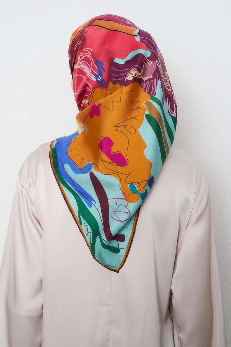 Tılsım Twill İpek Eşarp - Bordo
