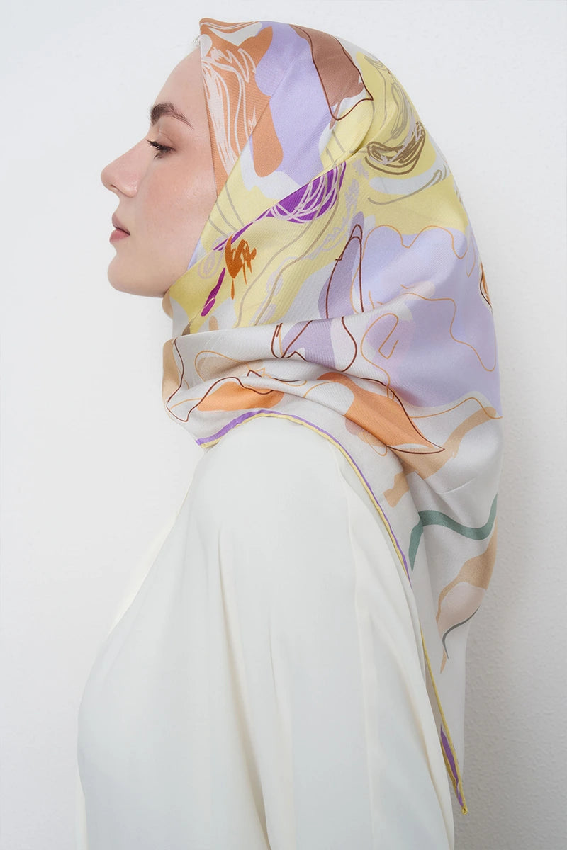 Tılsım Twill İpek Eşarp - Sarı
