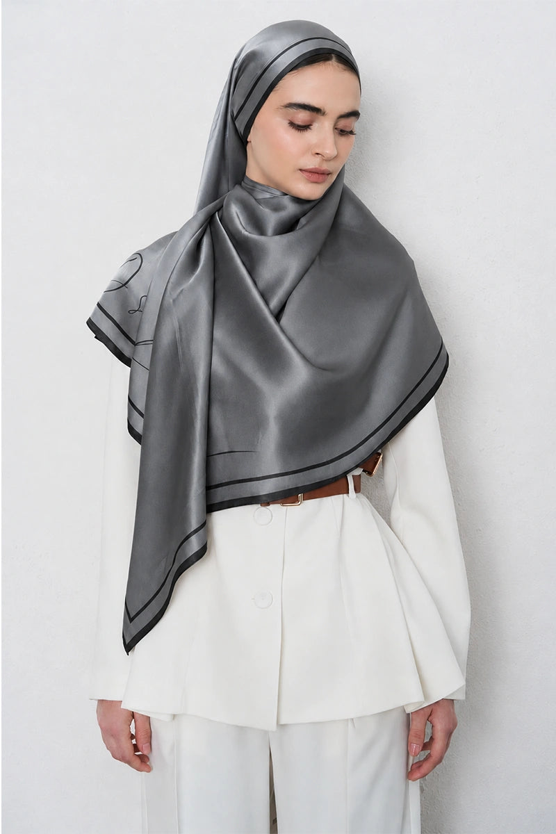 Twill İpek Eşarp - Gri