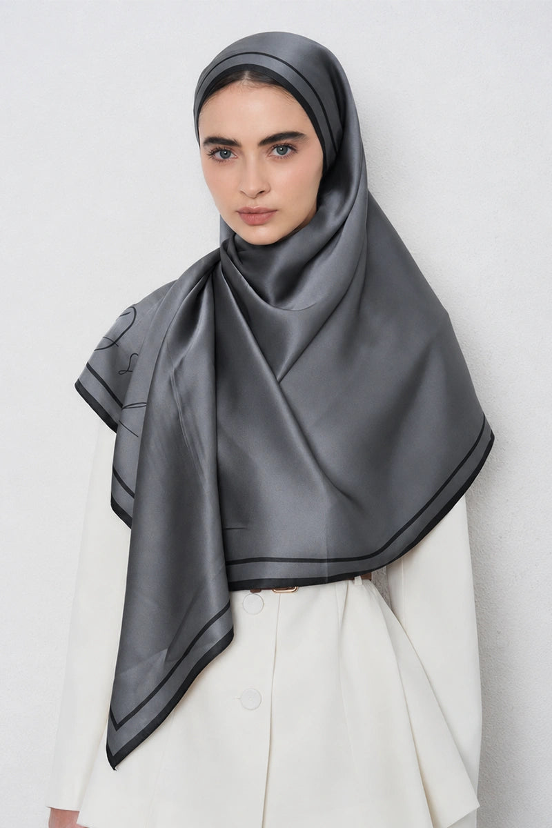 Twill İpek Eşarp - Gri