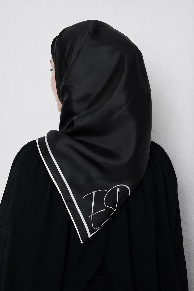 Twill İpek Eşarp - Siyah