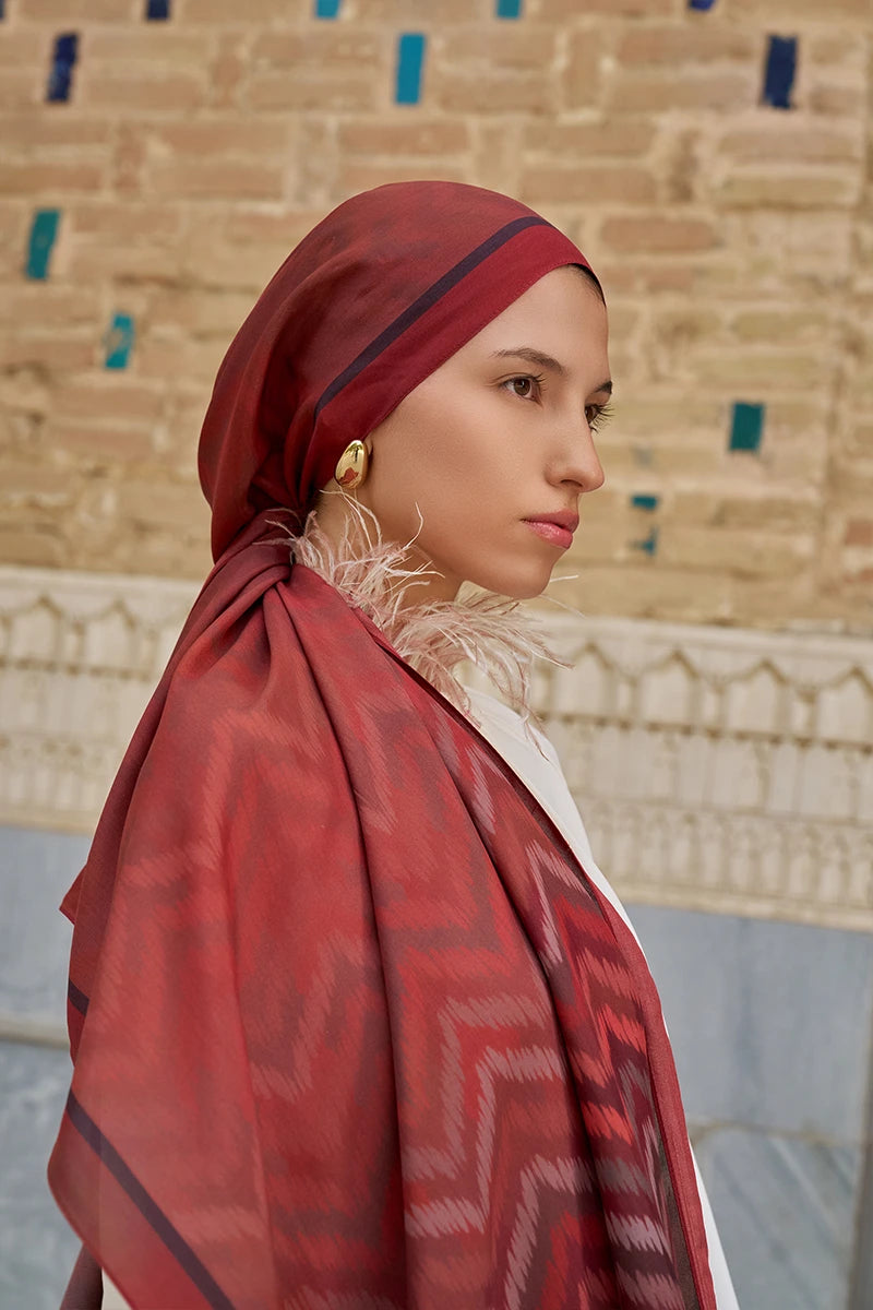 Velisse Floş Viskon Şal - Bordo