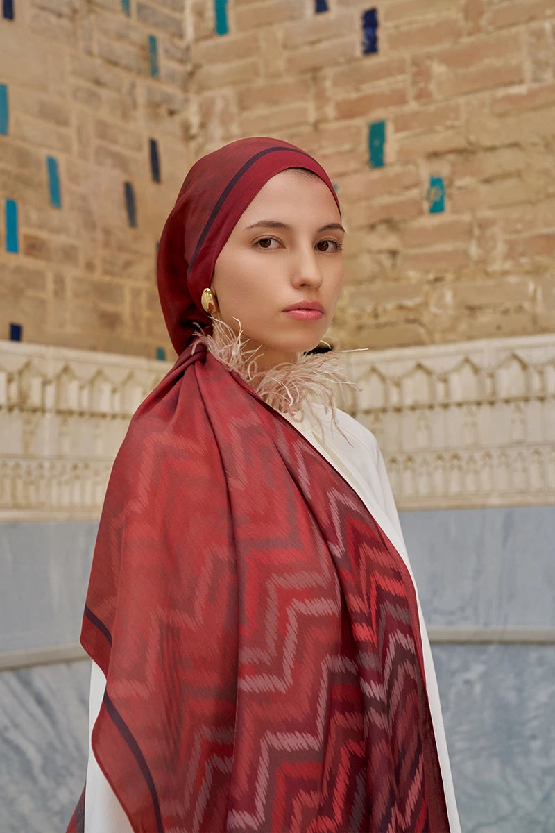 Velisse Floş Viskon Şal - Bordo