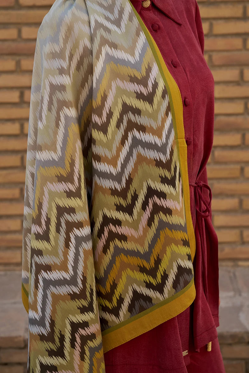 Velisse Floş Viskon Şal - Yağ Yeşili