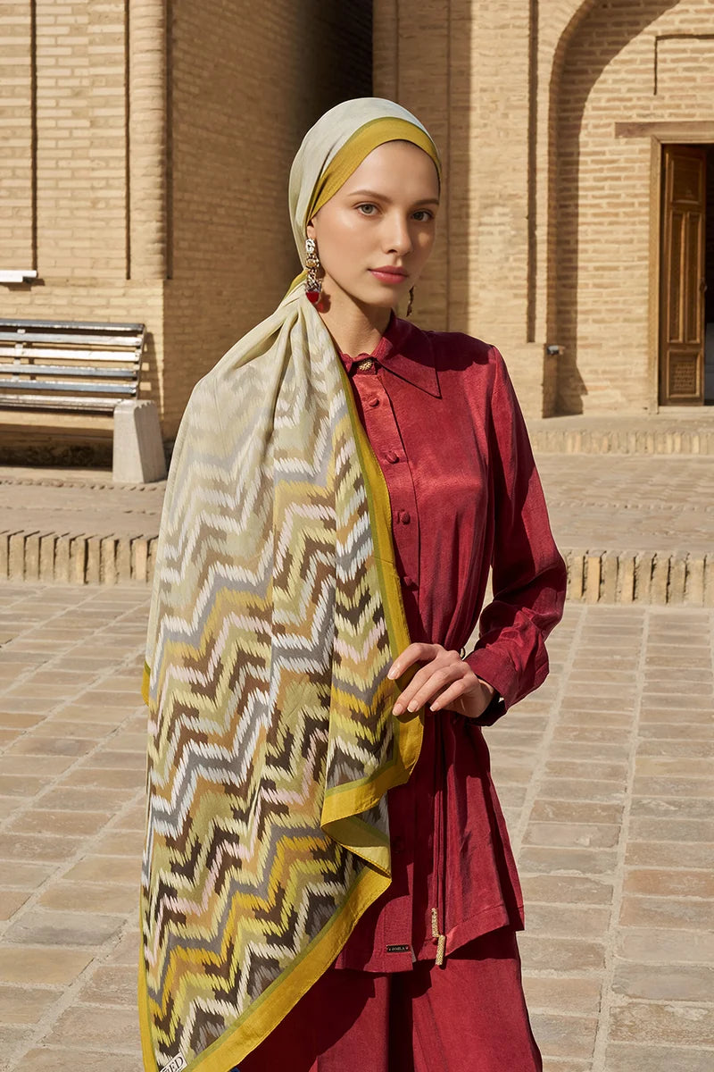 Velisse Floş Viskon Şal - Yağ Yeşili