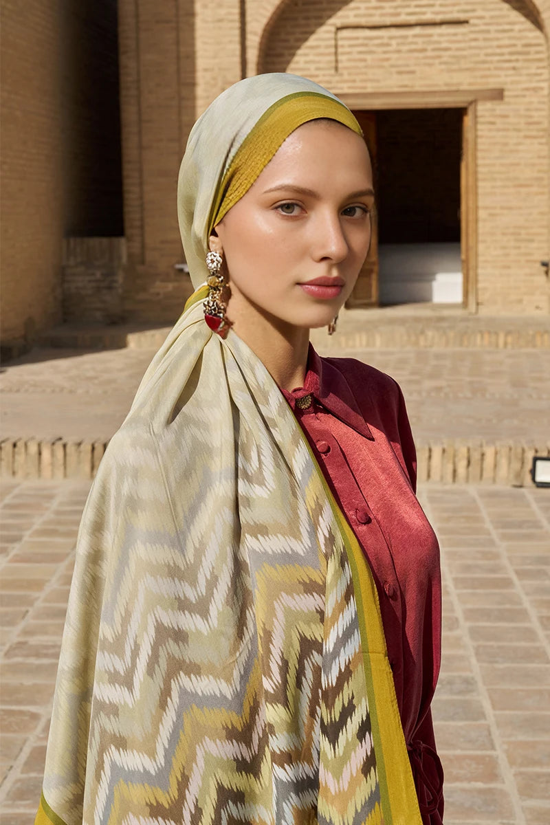 Velisse Floş Viskon Şal - Yağ Yeşili