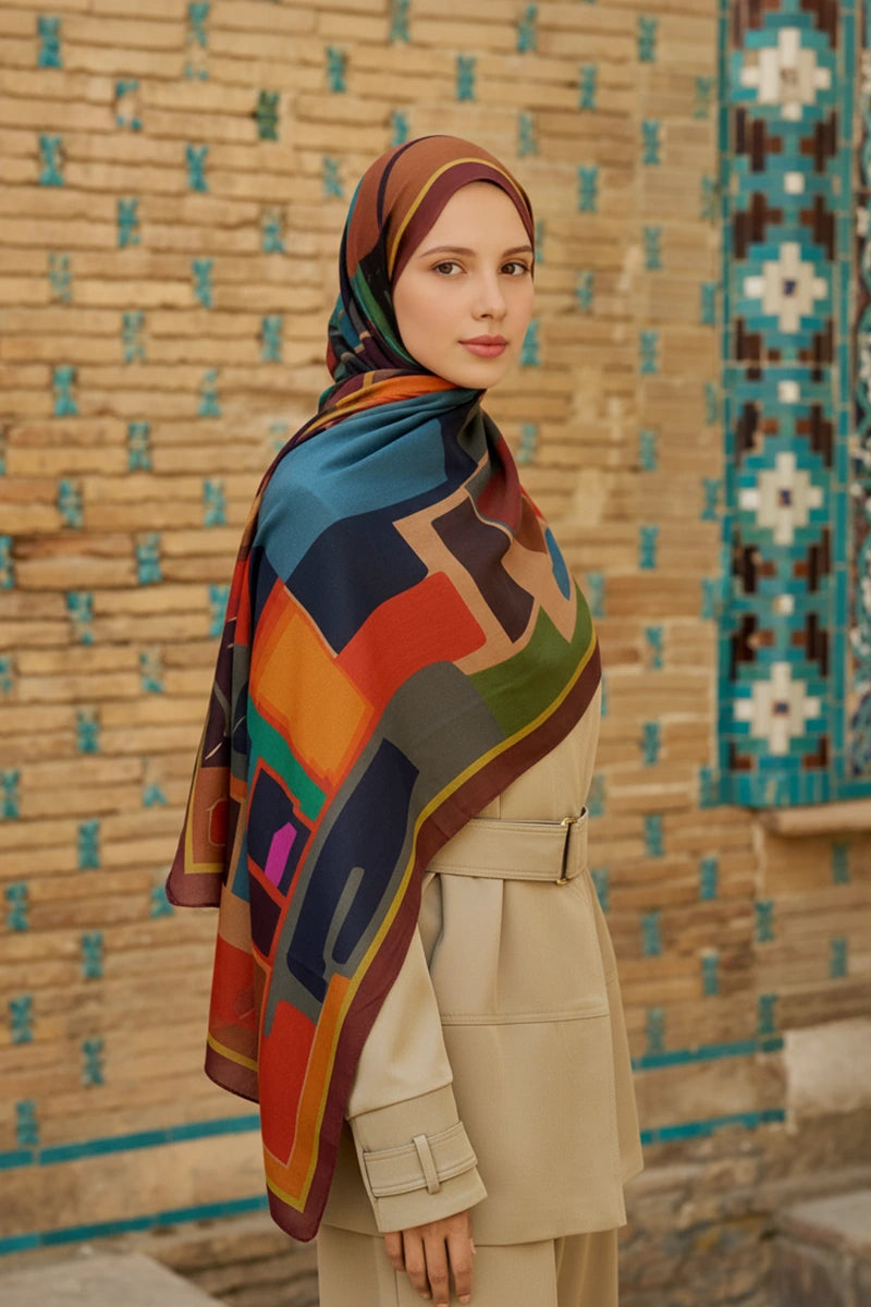 Wise Cotton Modal Shawl - Reddish Brown