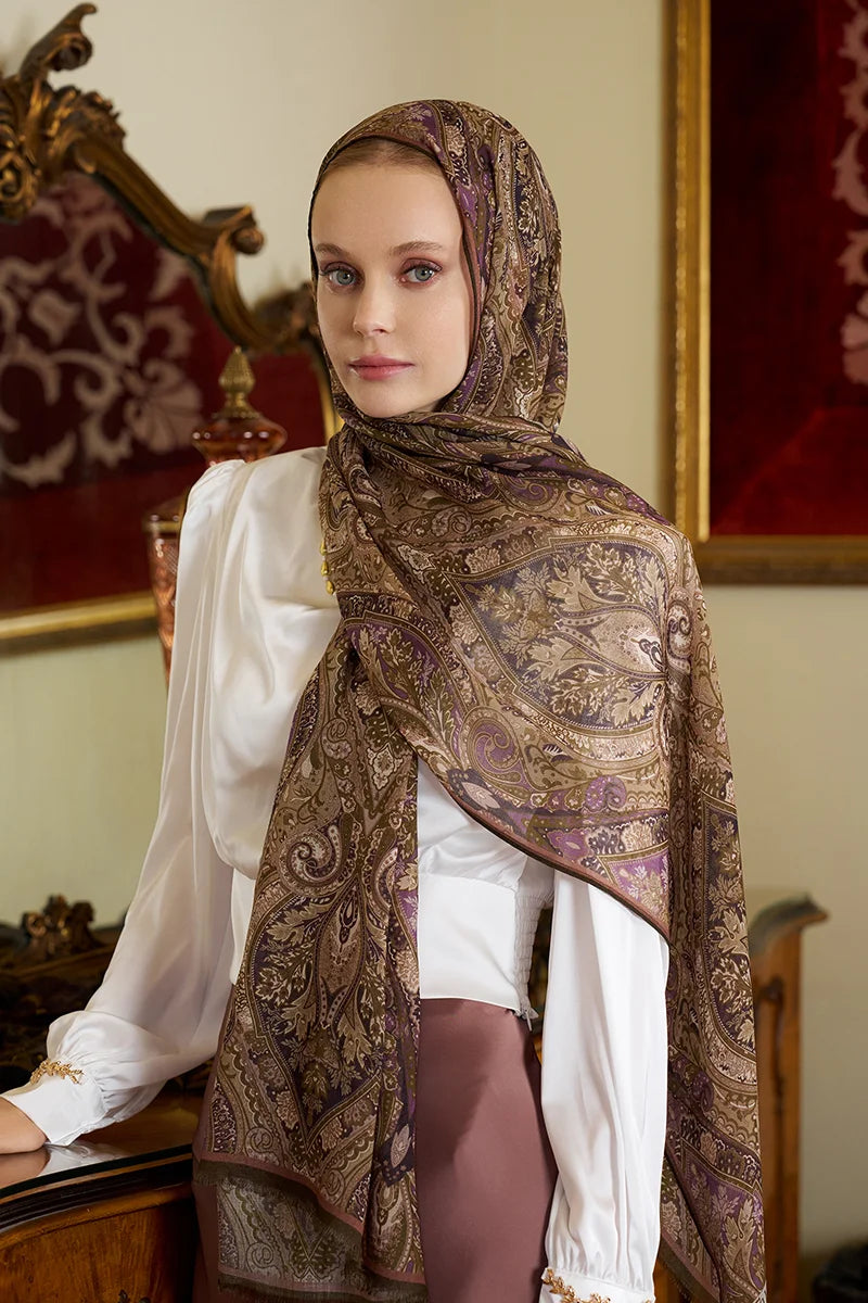 Yün İpek Aurora Şal - Bej