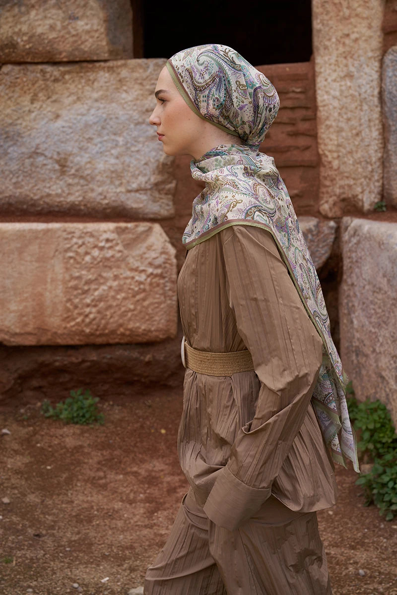 Yün İpek Bouqet Şal - Yeşil