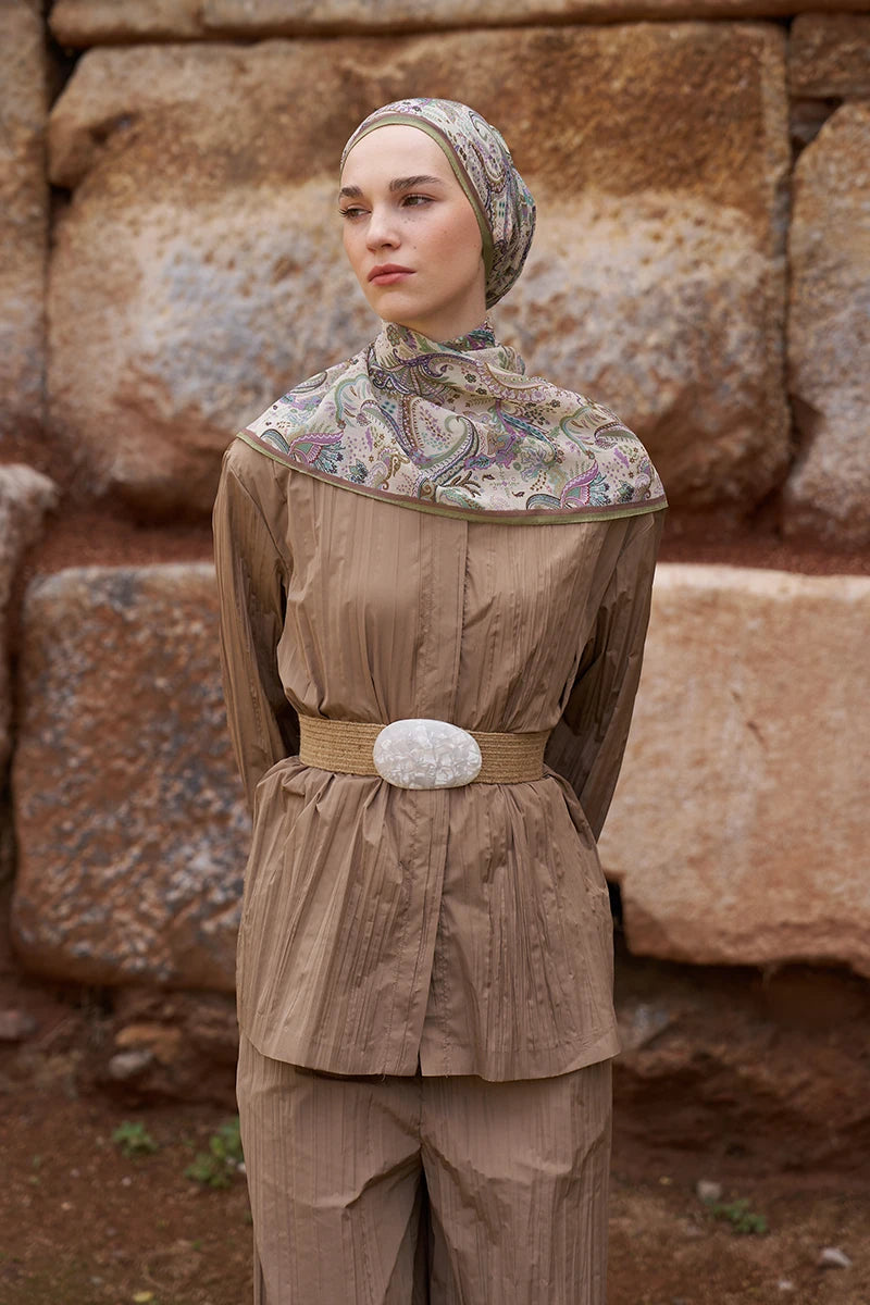 Yün İpek Bouqet Şal - Yeşil