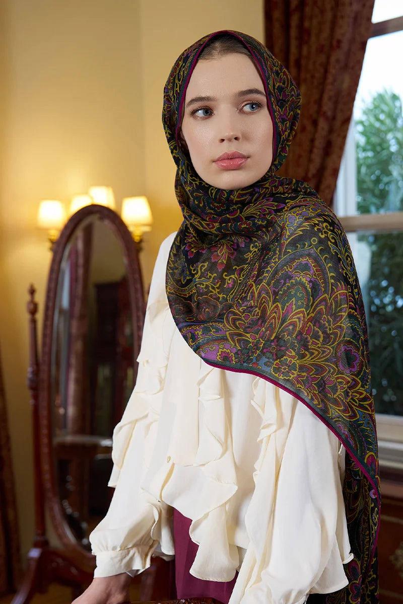 Yün İpek Celia Şal - Mor