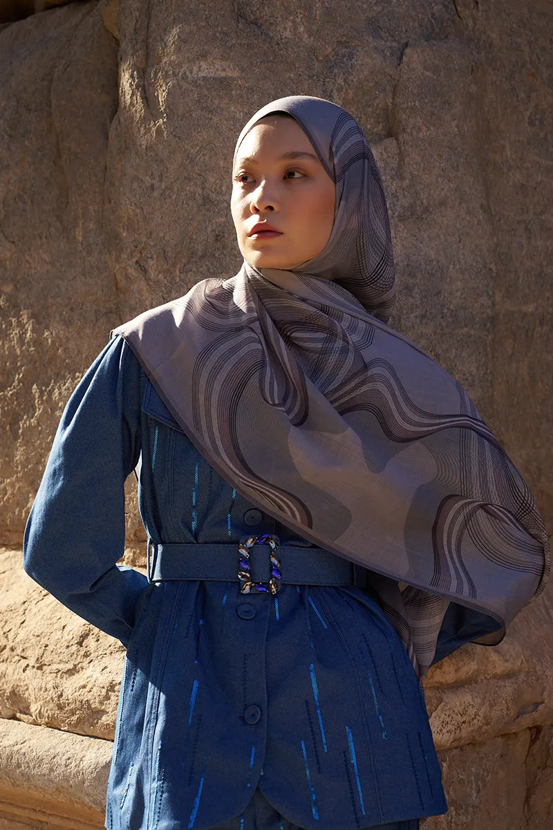 Yün İpek Icons Şal - Gri