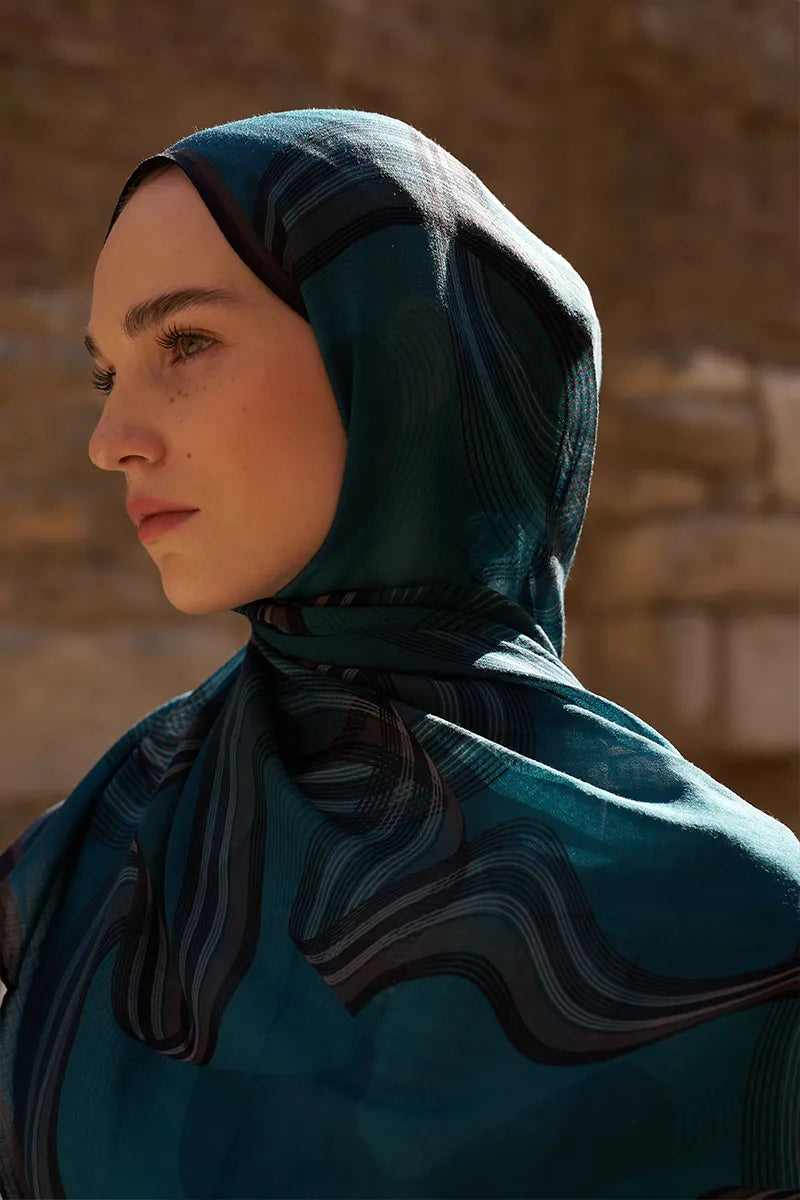 Yün İpek Icons Şal - Petrol