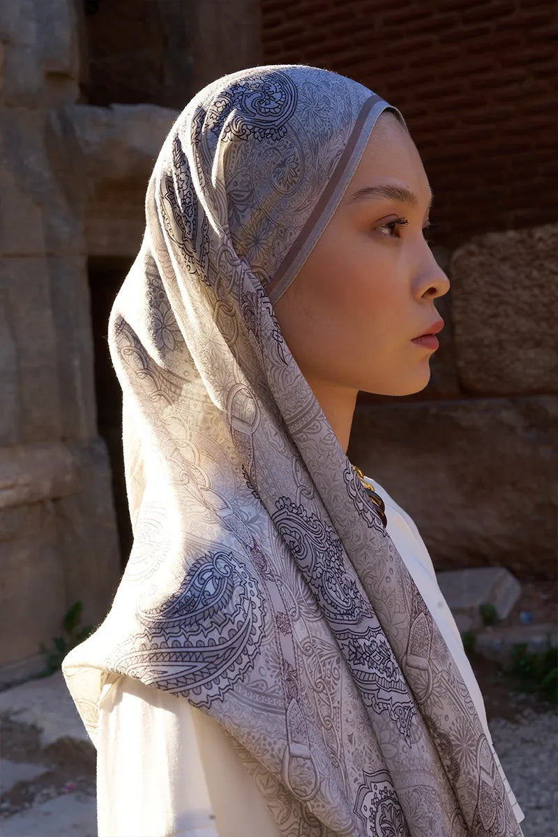 Yün İpek Landy Şal - Bej