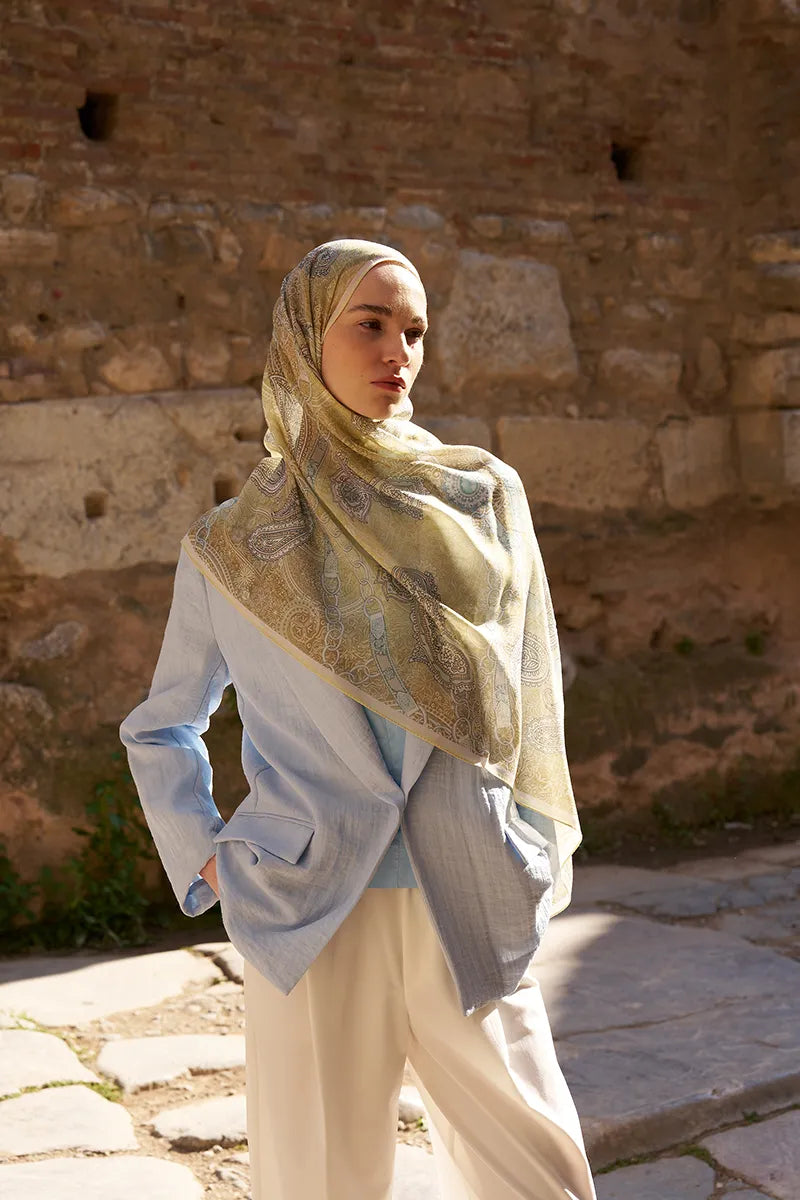 Yün İpek Landy Şal - Sarı