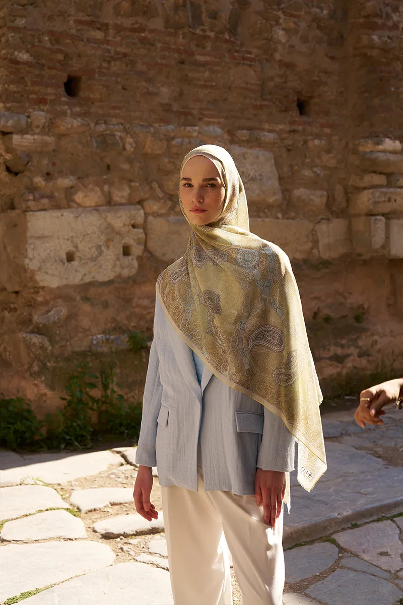 Yün İpek Landy Şal - Sarı