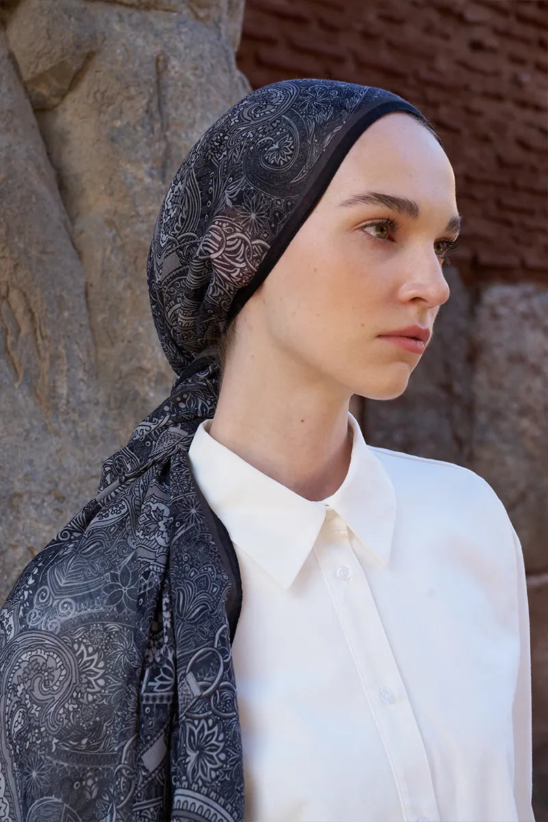 Yün İpek Landy Şal - Siyah