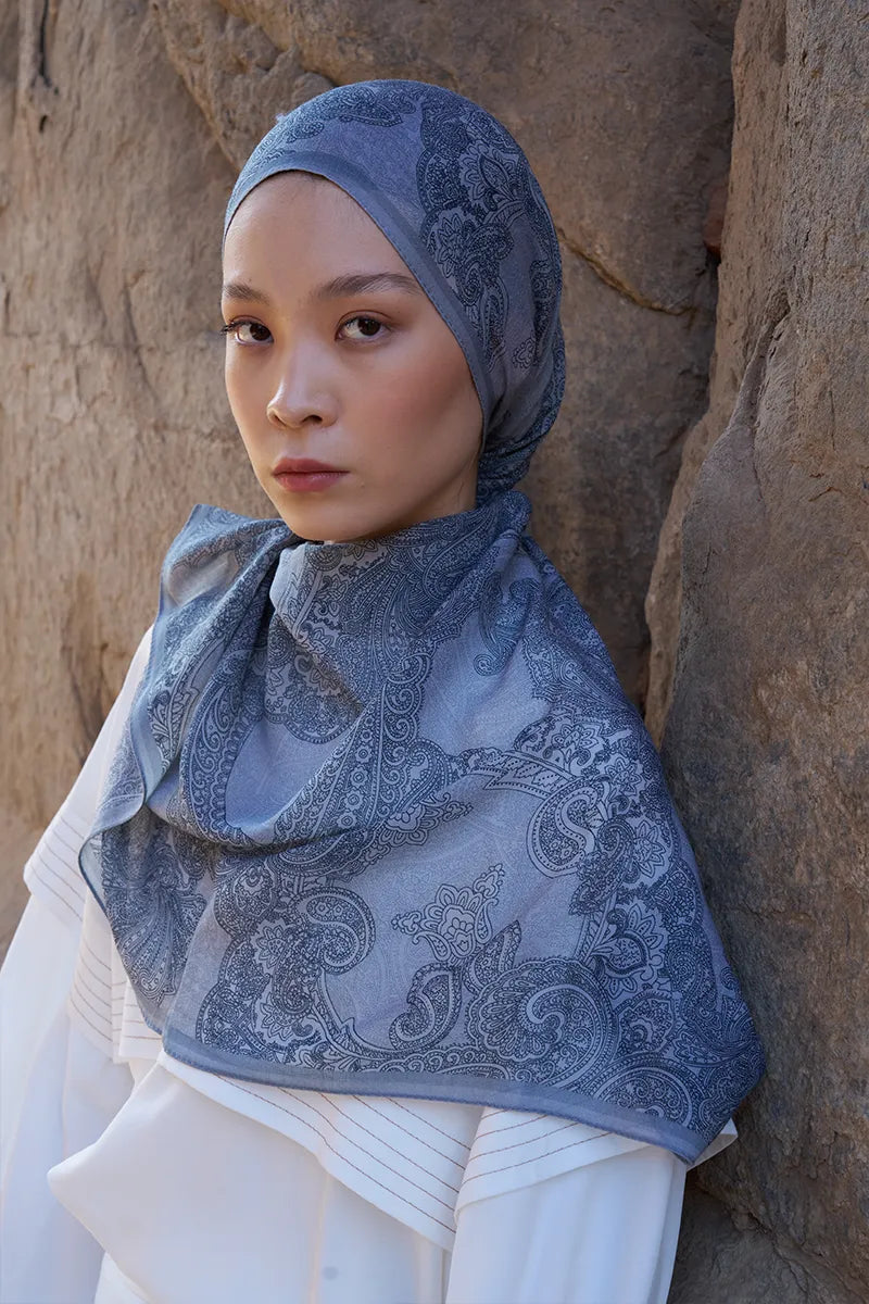 Yün İpek Liberty Şal - Gri