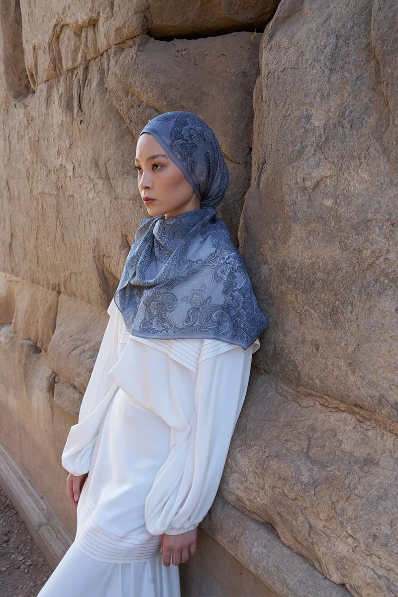 Yün İpek Liberty Şal - Gri