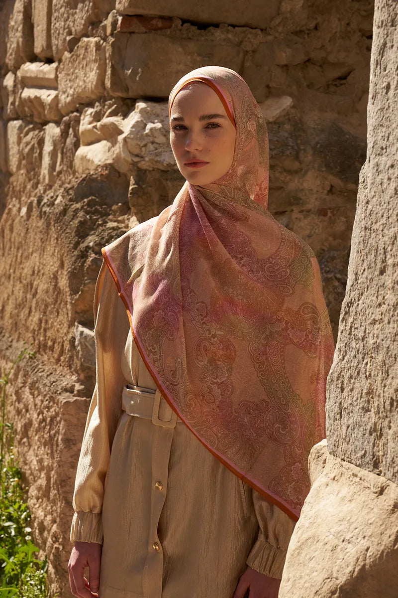 Yün İpek Liberty Şal - Turuncu