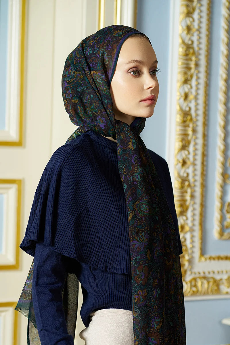 Yün İpek Liore Şal - Petrol