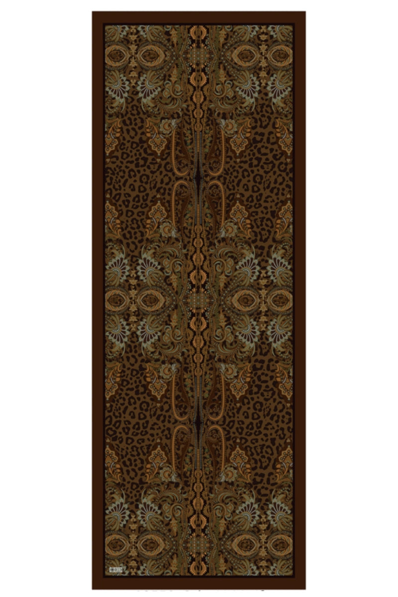 Yün İpek Şal Feline Leopar Desen - Kahverengi