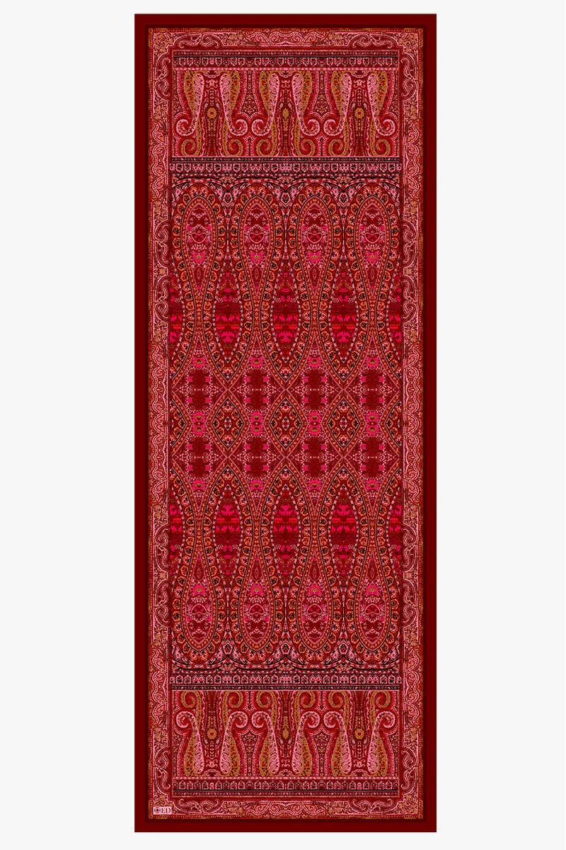 Yün İpek Şal Legacy Desen - Bordo