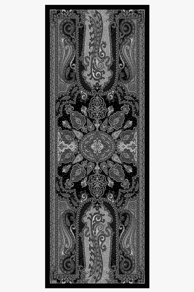 Yün İpek Şal Relic Desen - Siyah