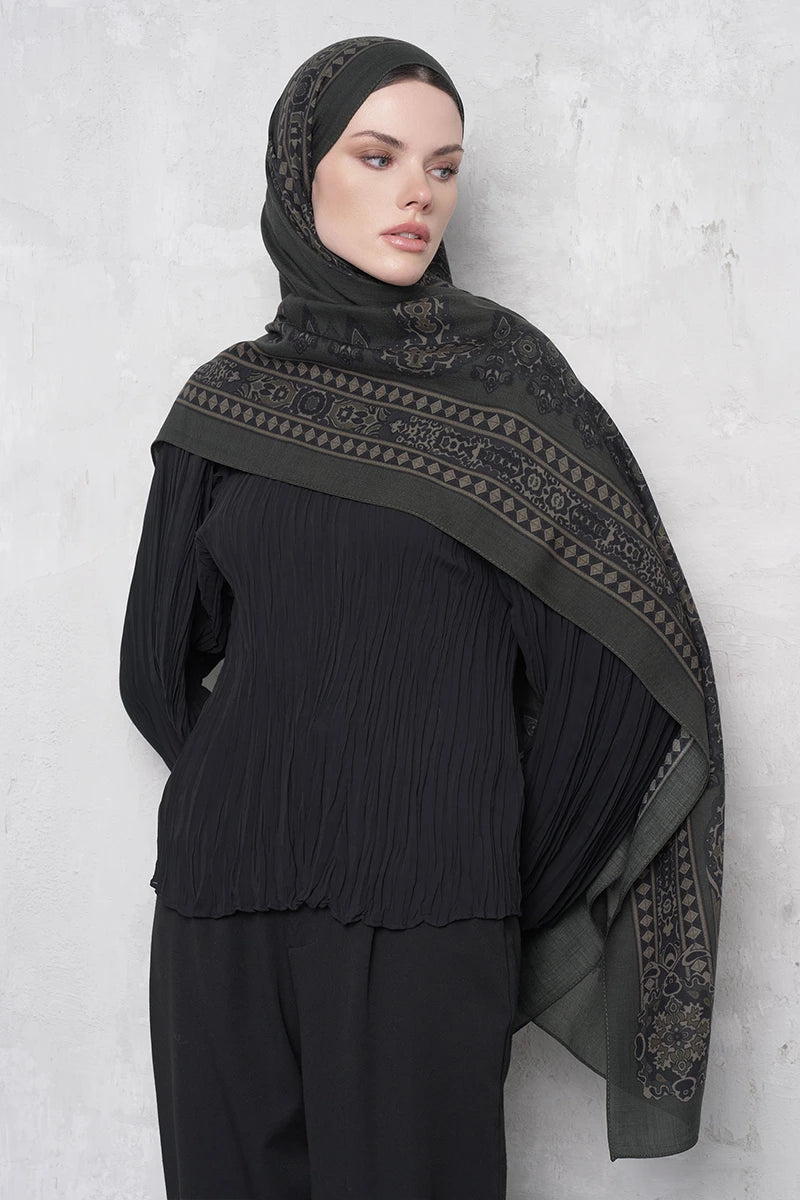 Yün İpek Şal Veilis Desen - Nefti