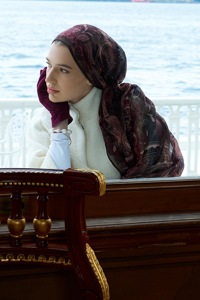 Wool Silk Sapphire Shawl - Burgundy