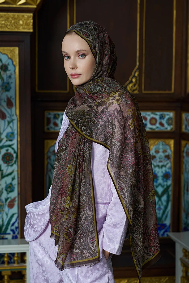 Yün İpek Seraph Şal - Mocha