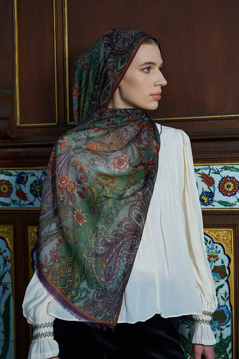 Yün İpek Seraph Şal - Mor