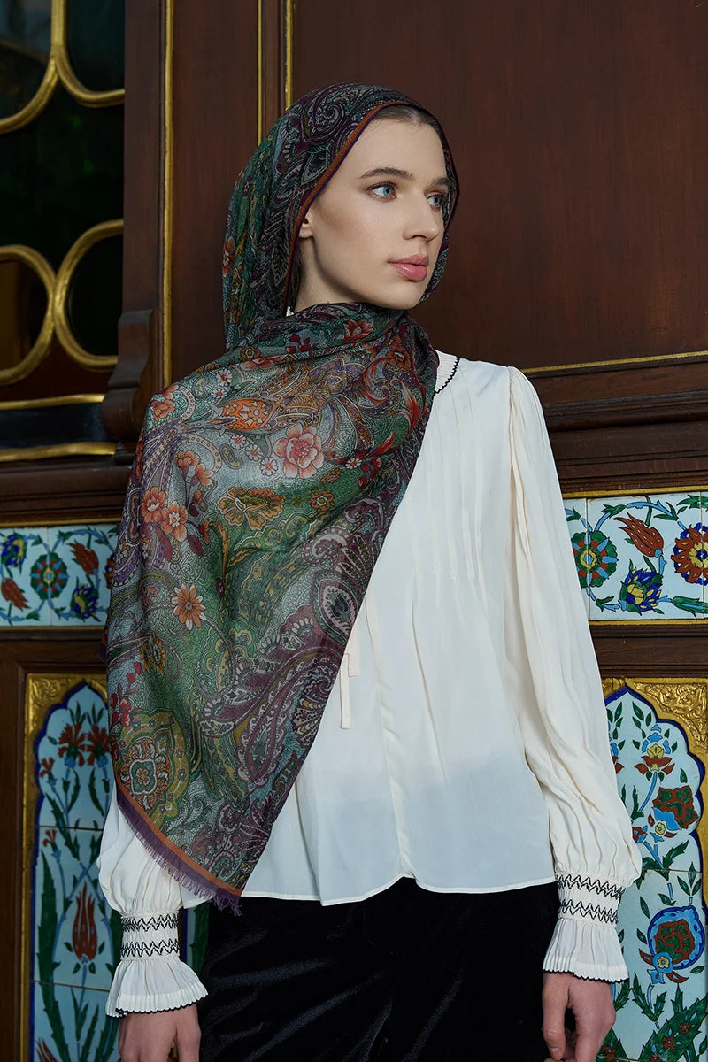 Yün İpek Seraph Şal - Mor