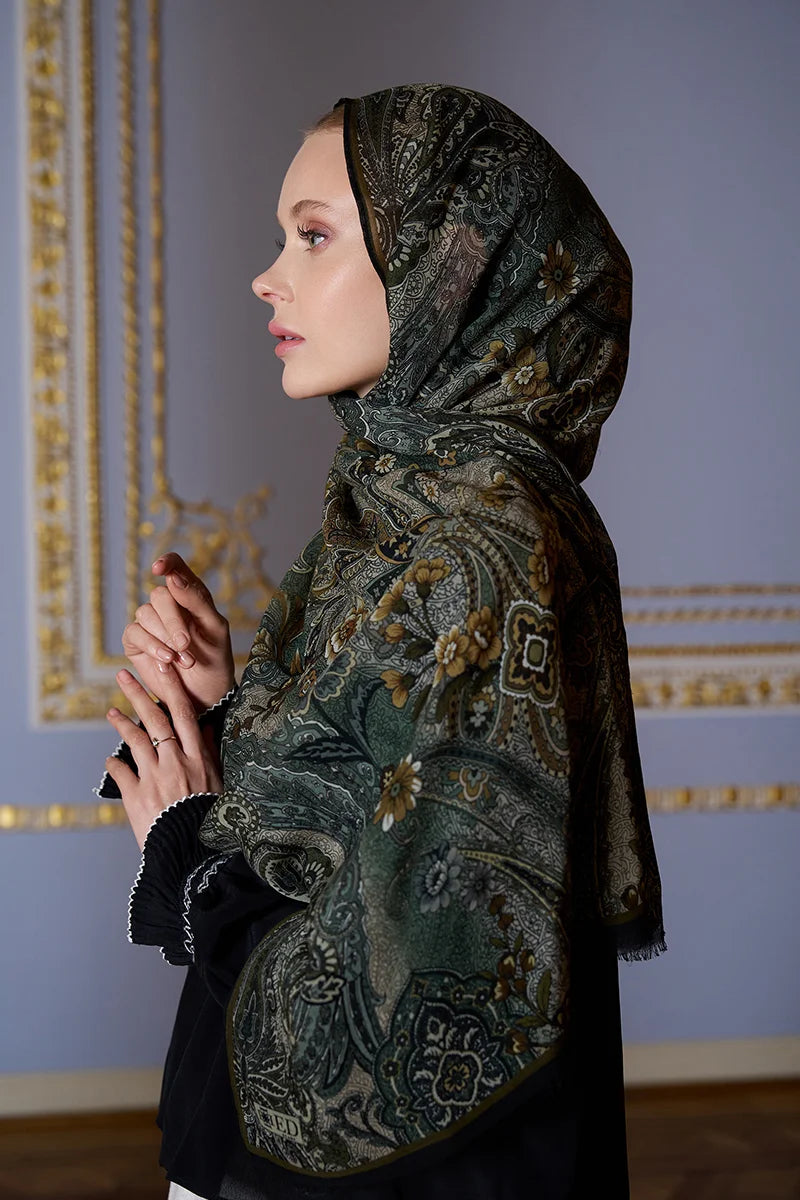 Yün İpek Seraph Şal - Yeşil