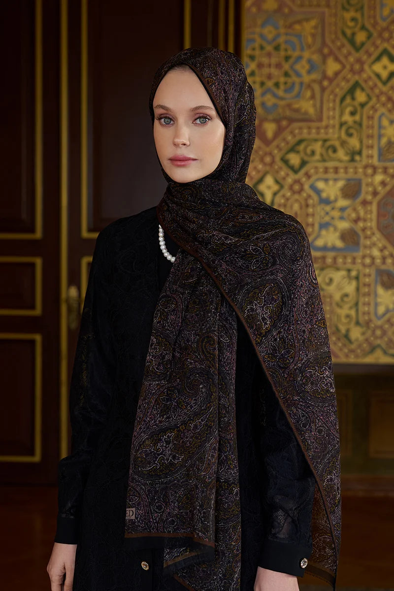 Yün İpek Shade Şal - Siyah