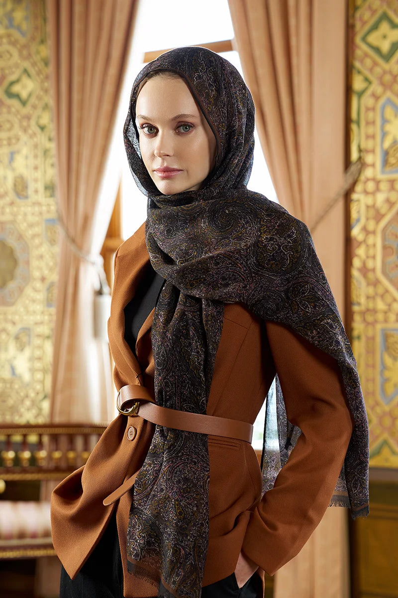 Yün İpek Shade Şal - Siyah