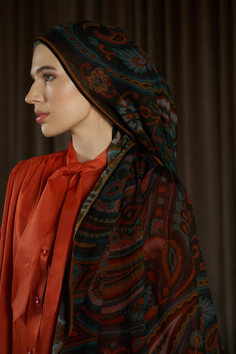 Yün İpek Vianne Şal - Kiremit