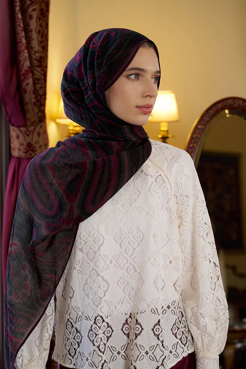 Yün İpek Vianne Şal - Mürdüm