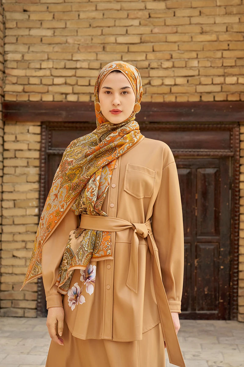 Zeraf Yün İpek Şal - Turuncu