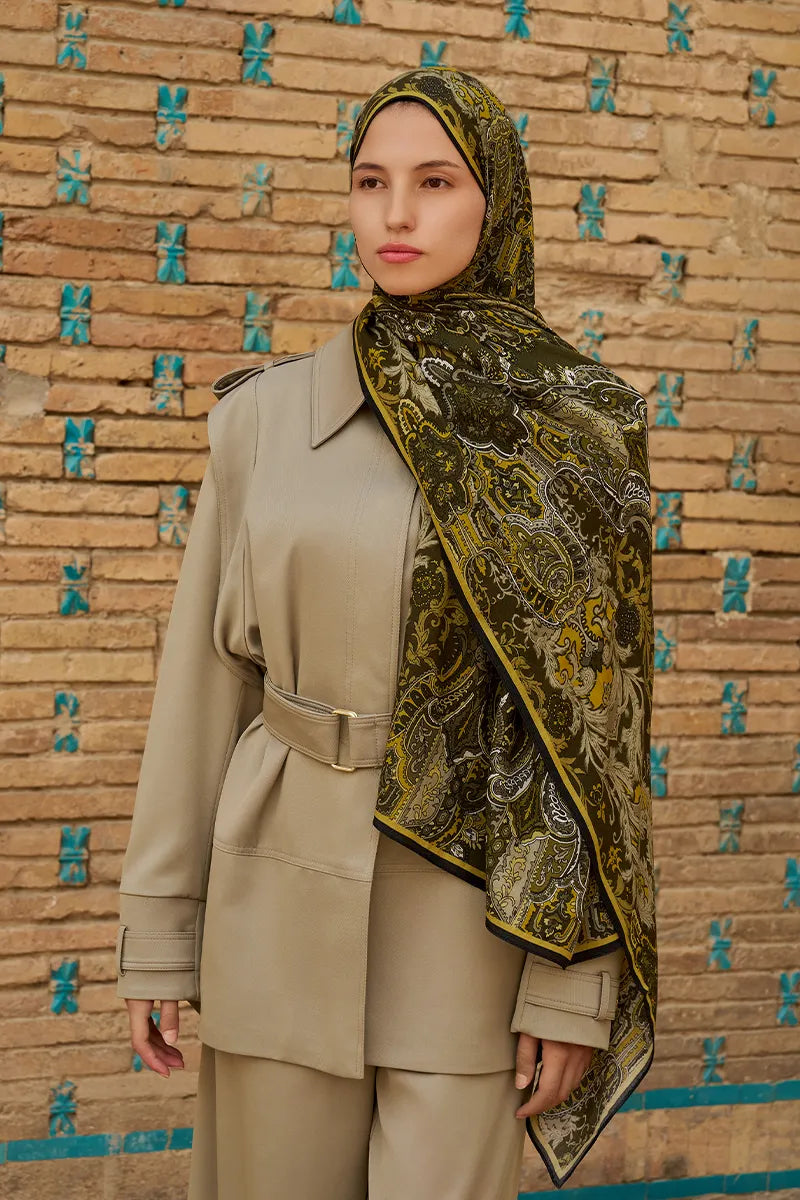Zeraf Wool Silk Shawl - Green