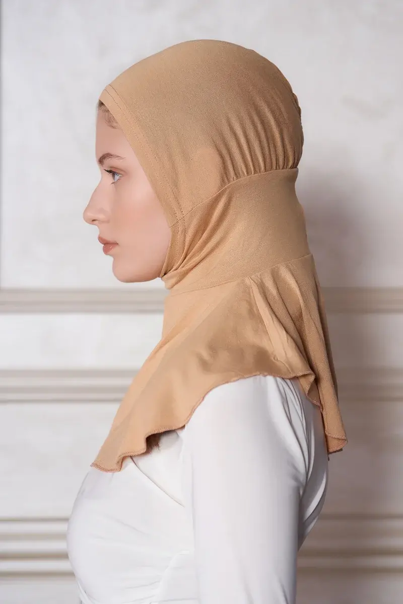 Spor Hijab Pratik Hazır Geçmeli Bone - Bej - 2